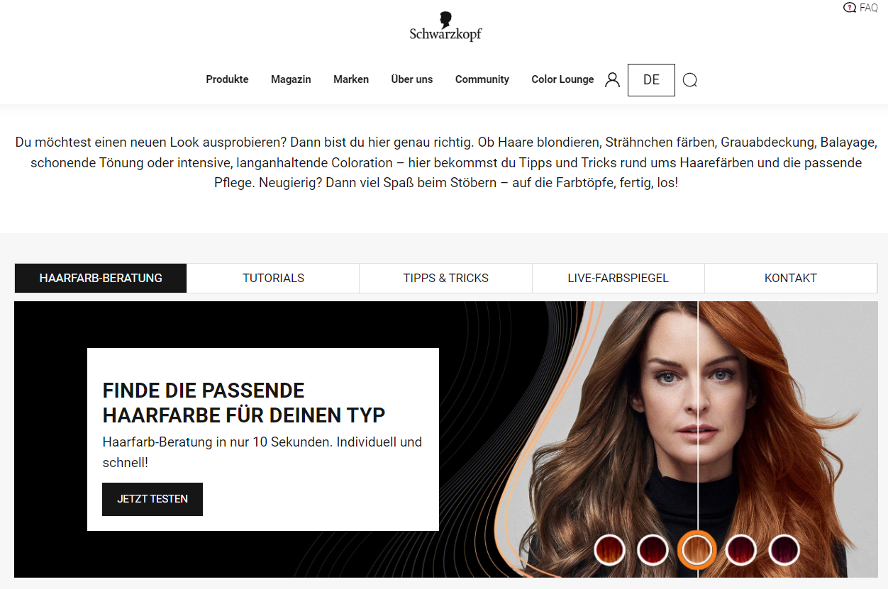 Die Color Lounge von Schwarzkopf als Beispiel für Content Marketing